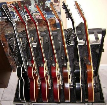 My rack of Gibson Les Pauls.
