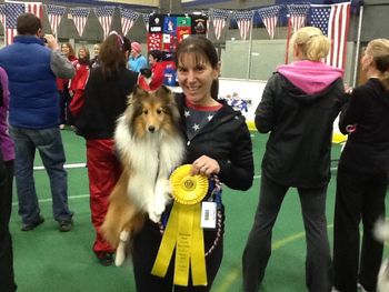 Ritz with owner handler, Katie Conn, placing third in round two of this years Agility World Team Tryouts
