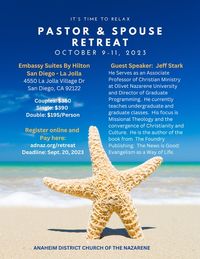 Pastor and Spouse Retreat - Registration for a Double (not a couple)