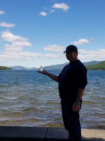 Tim holds up the boat. Americade 2015
