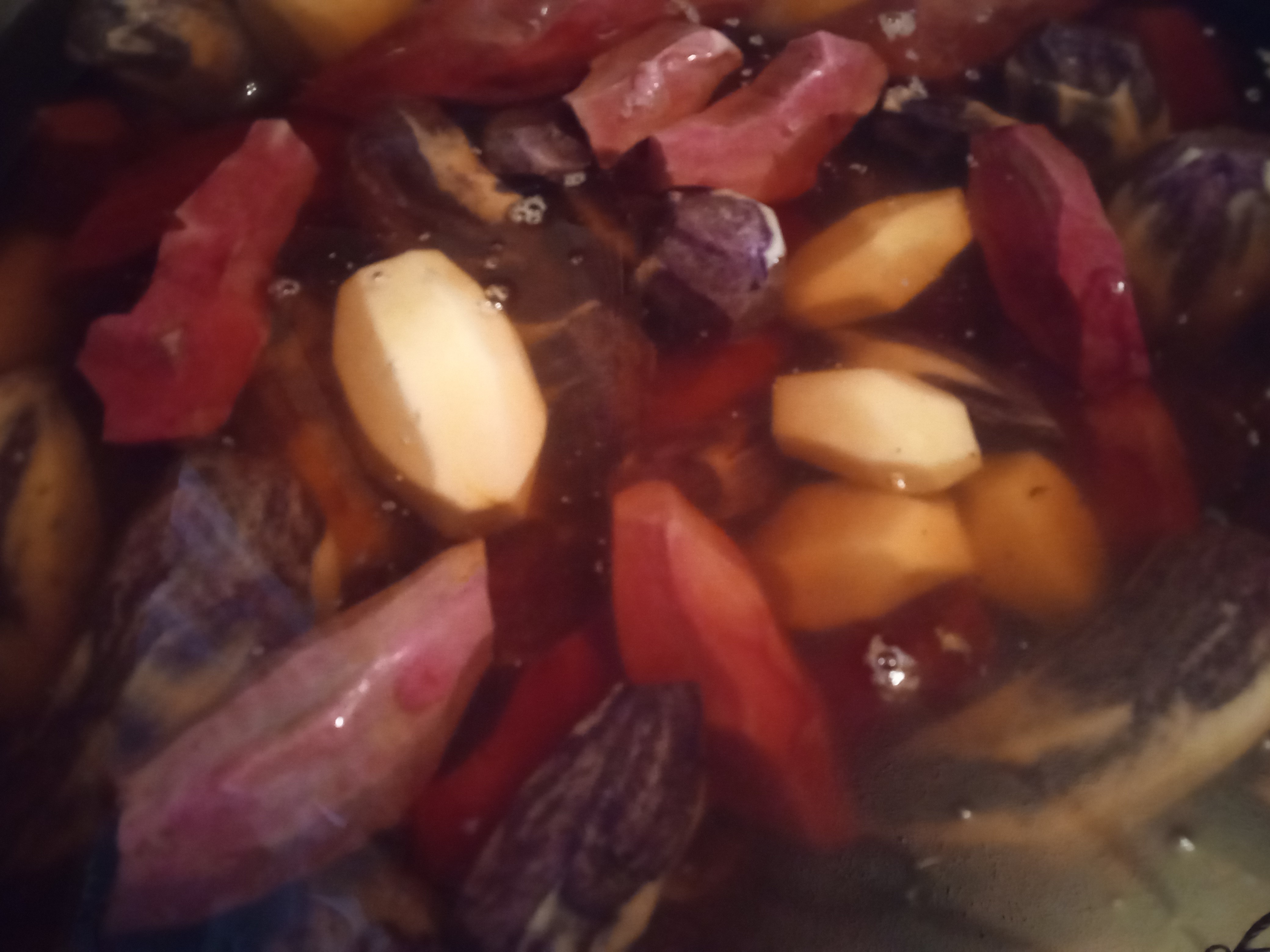 Preserving potatoes - submerged in water to help remove starch