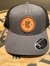 Gray Black Hat Round Tan Patch