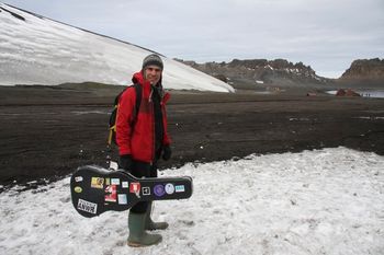 Have guitar, will travel, even to the middle of an active volcano...in Antarctica again.
