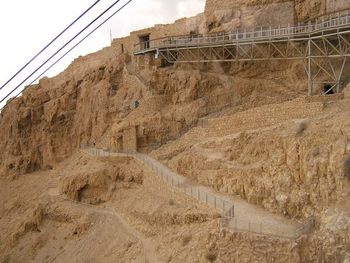 The Snake Path goes up the side of Masada.
