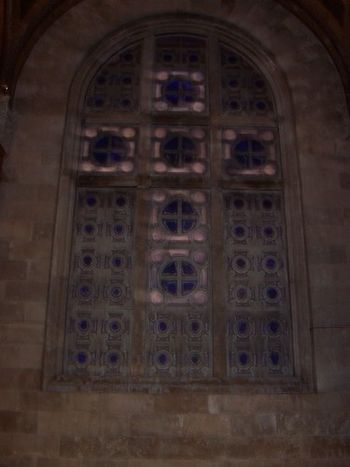 These windows inside the Church of All Nations are made of alabaster.

