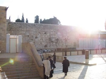 The Western Wall at sunset.
