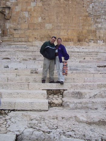 David and Brandi Gehrels on the steps leading to the temple.
