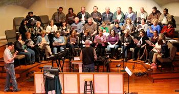 Miles practicing with the choir.
