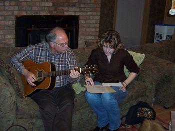 Dad wrote a new song for the Hubbard Family and we were honored to have them visit our home. This is Jerry and Emmy working on it for the first time.

