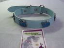 Collar 24"L  1"W  (Baby blue leather with blue metal whales)
