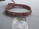 Collar 20"L 3/4"W  (Light pink leather with metal pink and white hearts)
