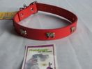 Collar 22''L 1"W  (Red leather with silver metal cows)