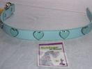 Collar 22"L  1"W (Baby blue leather with baby blue metal hearts )