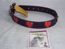 Colar 22''L 1"W (Dark purple leather with red metal hearts )