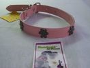 Collar 24"L  1"W (Pink leather with silver metal flowers)
