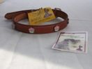 Collar 22"L 3/4"W  (Dark brown leather with pink metal cupcakes)