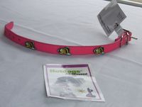 Collar 12"L  1/2"W  (Fuschia pink leather with metal yellow bees)