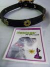 Collar 22"L  3/4"W (Black leather with yellow metal daisies)