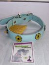 Collar 22"L 1"W (Baby blue leather with yellow metal daisies)