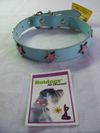 Collar 22"L  1"W (Baby blue leather with pink metal stars)