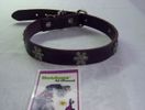 Collar 26"L  1"L (Dark purple leather with silver metal flowers)