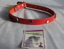 Collar 22''L 3/4"W (Red leather with multi sized multi colored metal circles)