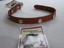 Collar 18"L 1"W  (Brown leather with pink metal cupcakes)