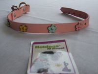 Collar 18"L 1"W (Light pink leather with multi colored metal flowers)