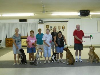 Novice Obedience Class Graduation with trainers Carole & Linda
