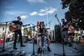 pat mAcdonald, melaniejane, Jamey Clark, Greg Roteik, and Pauli Ryan perform pat's song Like Water for Celebrate Water Door County - photo by Ty Helbach
