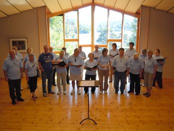 Singing at the concert hall at Edvard Grieg's home in Troldhaugen, Norway.July, 2010
