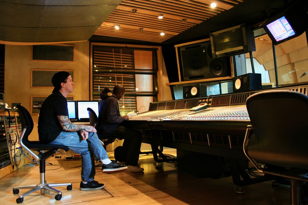 Ray Harmony producing at Metropolis Studios in London, England