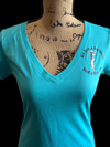 Womans V-neck T-Shirt - Aqua
