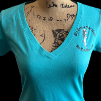 Womans V-neck T-Shirt - Aqua