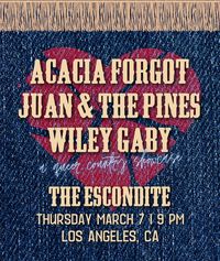 Queer Country Showcase with Juan & the Pines, Wiley Gabey, and Acacia Forgot