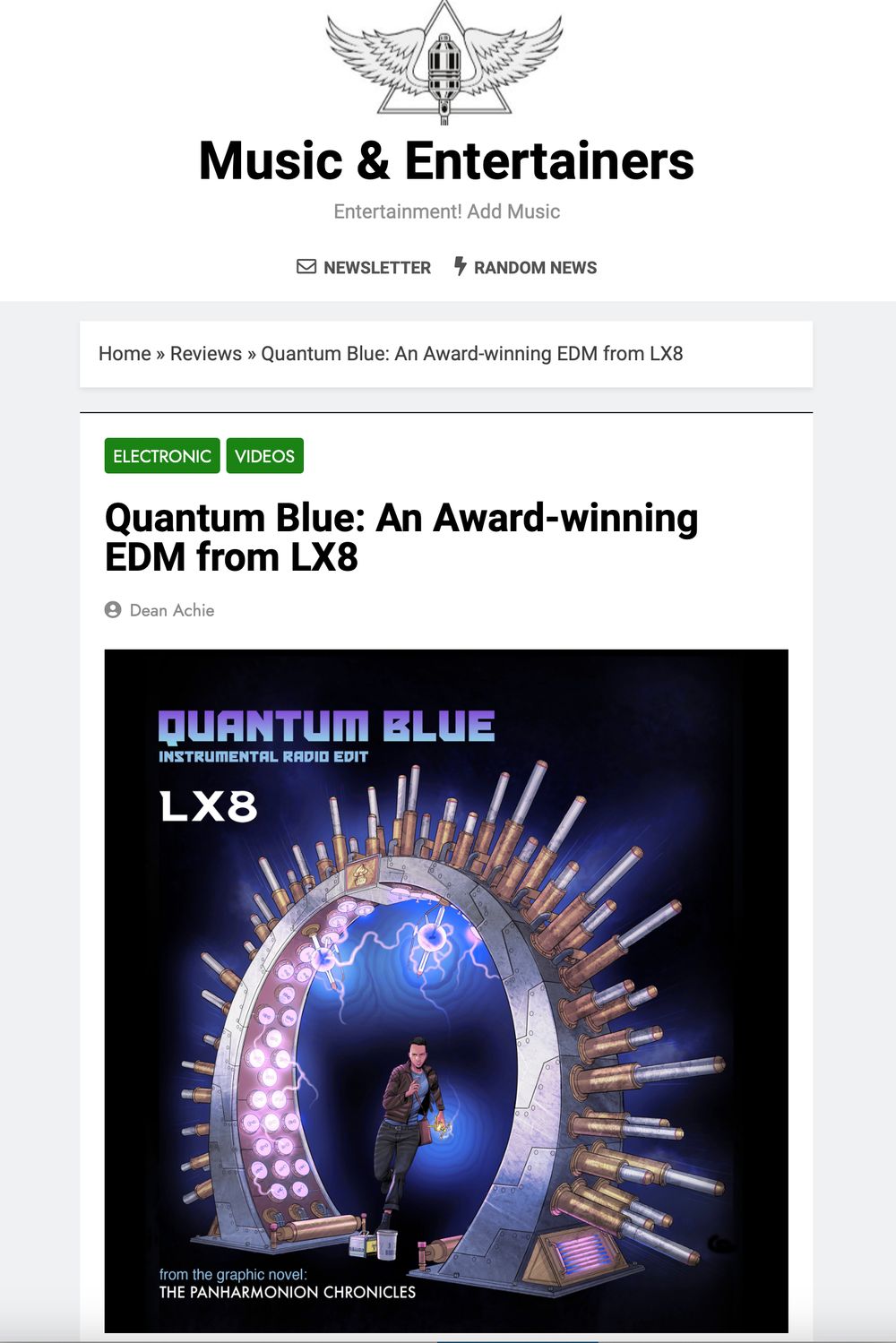 Quantum Blue: an Award-winning EDM from LX8, The Panharmonion Chronicles graphic novel by Henry Chebaane