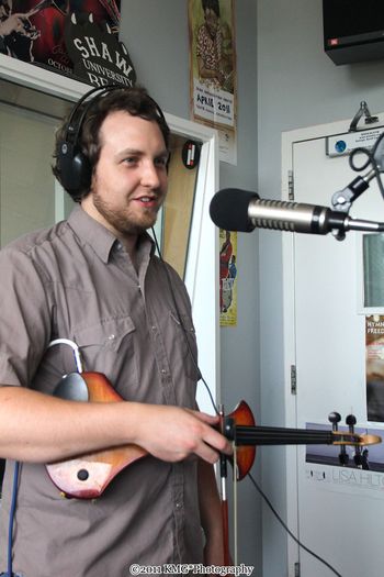 On the radio with Tiny Boxes.  Photo by KMG*Photography.
