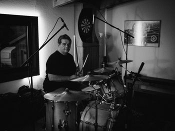 Mario Garcia tracking drums for Scorched Earth - Black Heart sessions - photo by Trevor Richards
