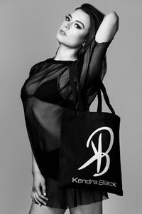 Black logo tote bag