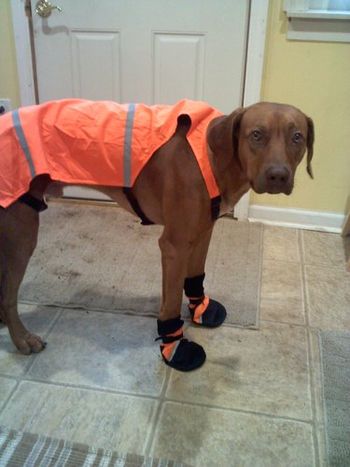 Kaden trying out the new rain gear
