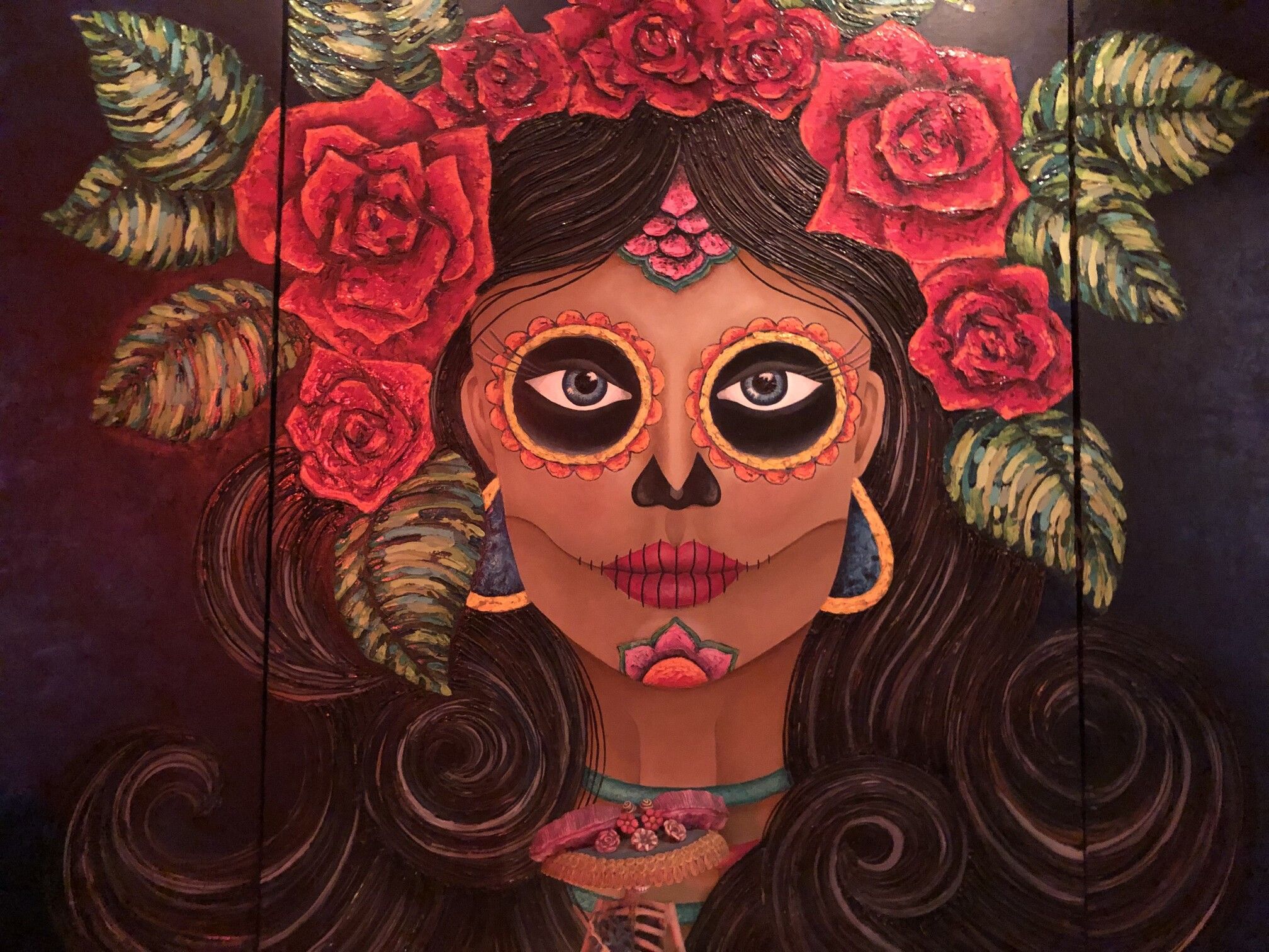 Beautiful painting of Frida Kahlo showing creativity