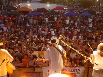 Blaine's Picnic, River Stage, April, 2006, San Angelo. I can't tell who that is to the left, but to my right on fiddle is Heather Stalling (then still Heather Woodruff).
