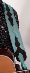 Metallic Blue on Black Gator Grain Underlay Guitar Strap