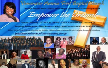 Tracey Whitney - Vancouver Avenue First Baptist Church of Portland, OR - Empower the Dream concert. Martin Luther King, Jr's daughter, Rev. Bernice King, was the keynote speaker. 2/15/15
