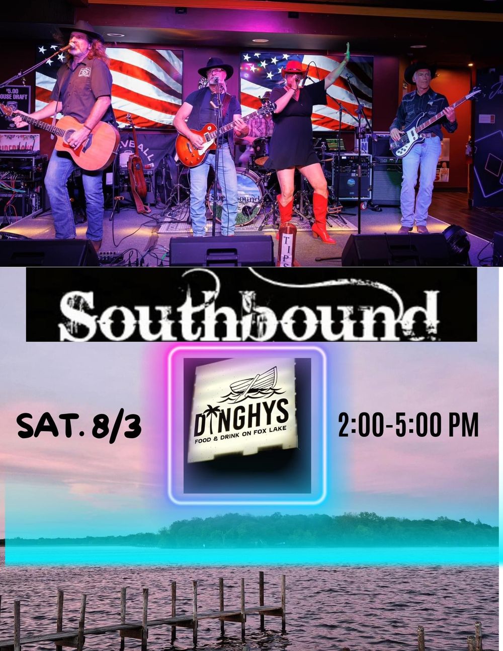 Southbound band Chicagoland country music line dancing live band fox lake chain o lakes boat bar restaurant