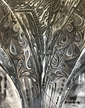 "Black and White Paisley" Acrylic on Canvas (sold)
