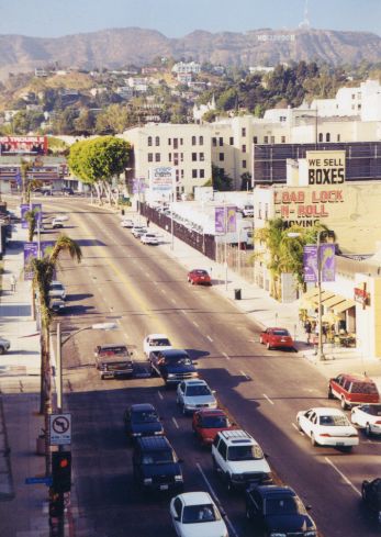 The view from our office on Hollywood Boulevard of the famous Hollywood sign in 1999.
