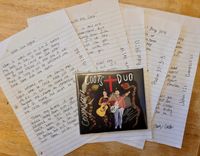 Handwritten Lyric Sheets by Cody and Cassy Coots