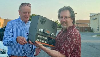 Original recording engineer Pat Mills & guitarist Andrew McKnight with the 8-track recorder, summer 2021
