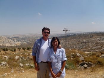 Vince & Deb in Y'srael (Bethlehem in background) that would be the field where the Shepherds where.
